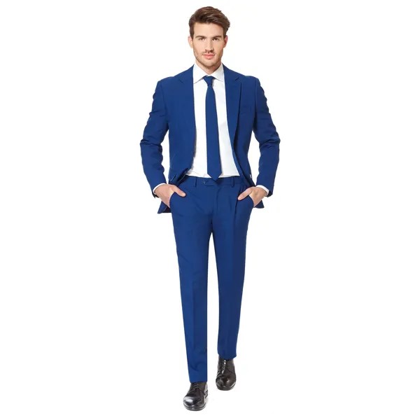 Мужской однотонный костюм и галстук Slim Fit OppoSuits, синий