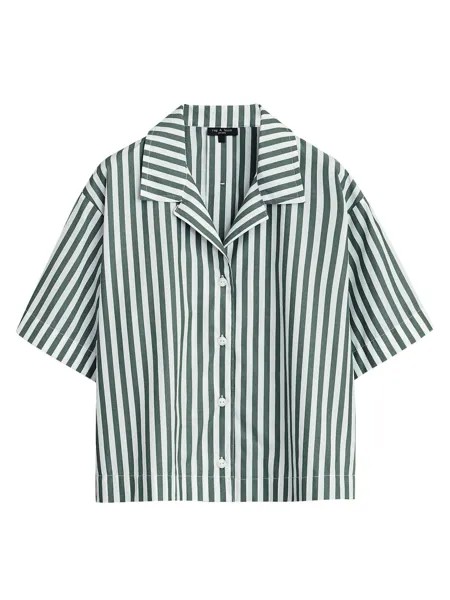 Хлопковая рубашка с короткими рукавами в полоску Reed rag & bone, зеленый