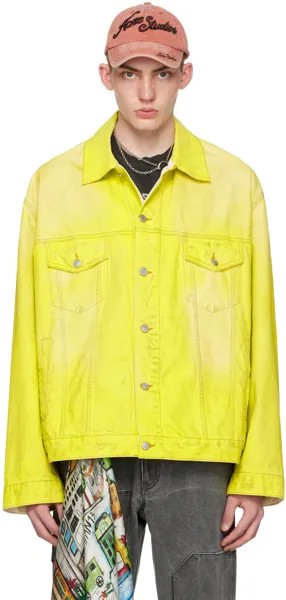 Желтая джинсовая куртка оверсайз Acne Studios, цвет Neon yellow
