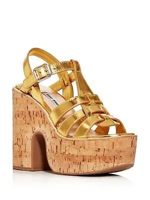 MIU MIU Женские золотые 2-дюймовые кожаные сандалии-гладиаторы на платформе с носком на блочном каблуке 38