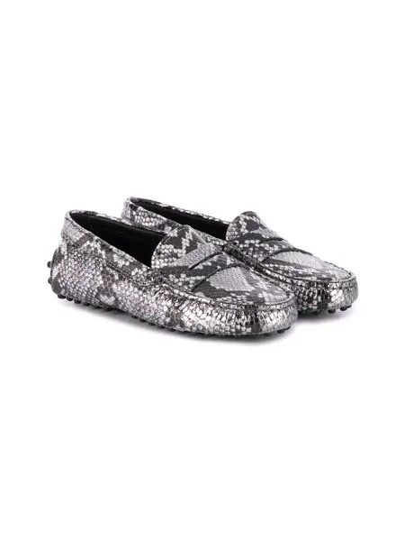 Tod's Kids мокасины Gommino с эффектом змеиной кожи