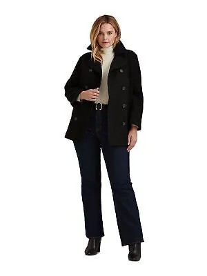 RALPH LAUREN Женская черная фактурная двубортная зимняя куртка-бушлат плюс 1X