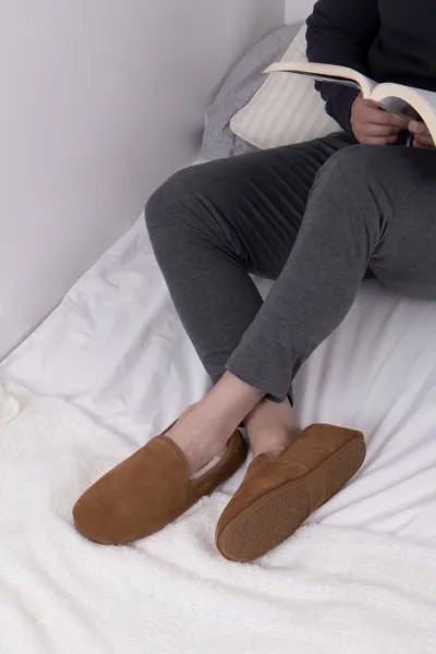 Тапочки Garrick из овчины мужские Just Sheepskin, коричневый