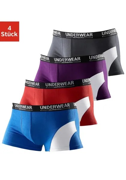 AUTHENTIC НИЖНЕЕ БЕЛЬЕ Боксеры (4 шт. в упаковке) со вставкой контрастного цвета Authentic Underwear, красный