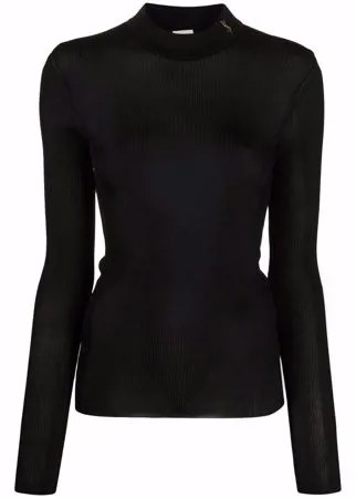 Saint Laurent джемпер в рубчик с логотипом YSL