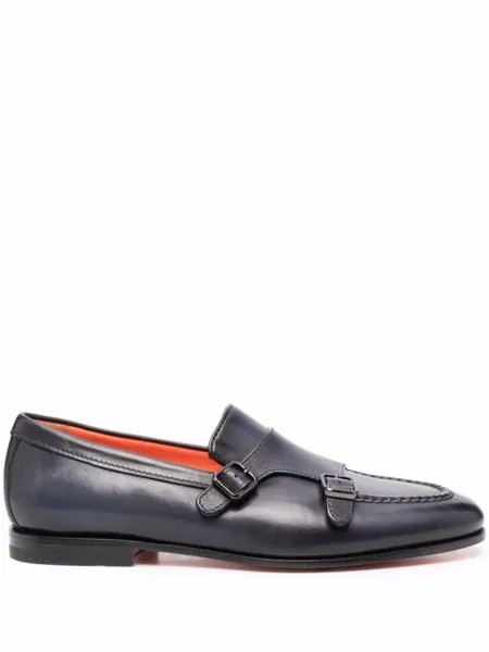 Santoni туфли монки с пряжками, синий