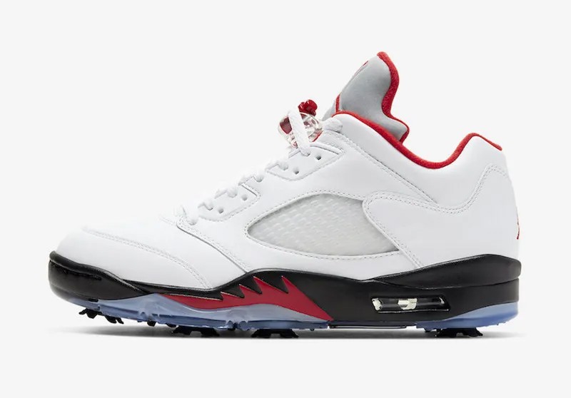 Мужские кроссовки Nike Air Jordan 5 Low Golf Fire красный белый черный серебристый 3M CU4523-100 размер 7