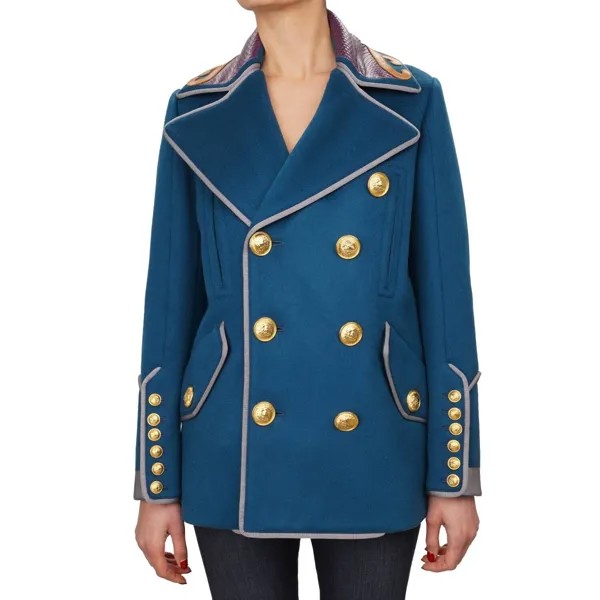 DSQUARED2 Шерстяная куртка в стиле милитари Royal Blue, золотистая пуговица, синяя 12352