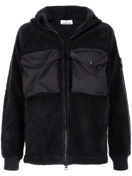 Stone Island флисовая куртка на молнии с капюшоном