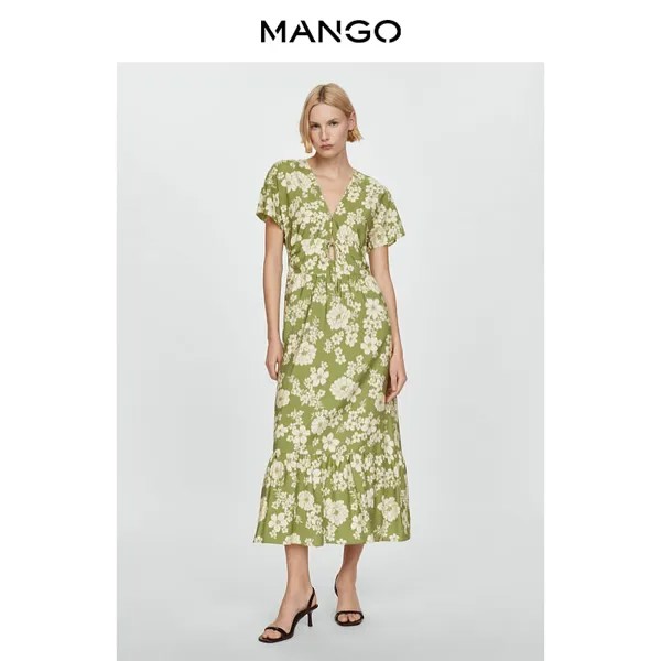 Женское платье Mango с цветочным принтом, зеленый