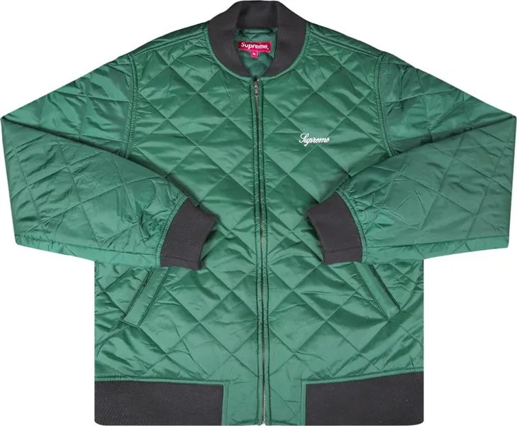 Куртка Supreme Sequin Patch Quilted Bomber Jacket 'Green', зеленый