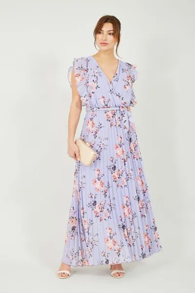 Платье макси с цветочным принтом и рюшами Yumi, фиолетовый