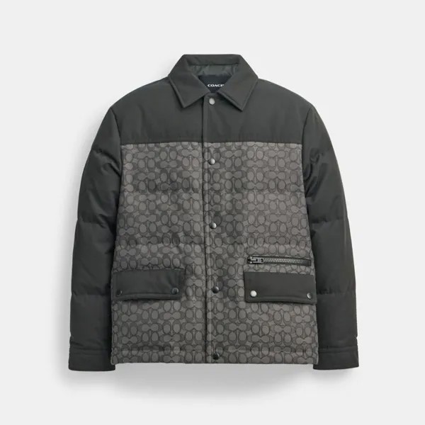 Куртка COACH Quilted Coaches, цвет Charcoal Signature/Black