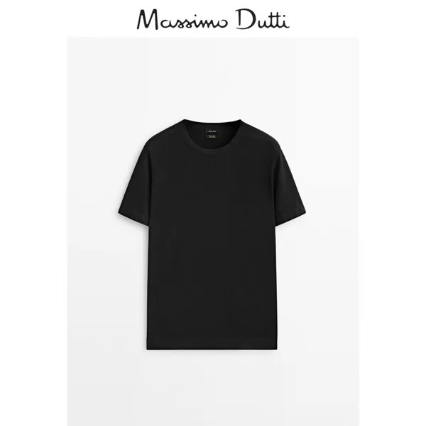 Футболка мужская Massimo Dutti с короткими рукавами и круглым вырезом, черный