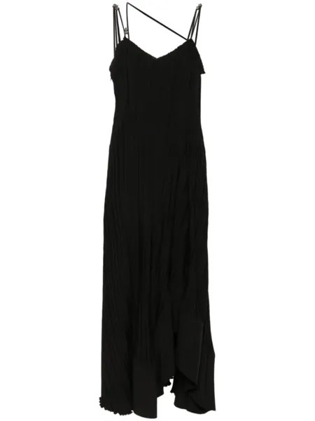 Lanvin плиссированное платье макси асимметричного кроя, черный