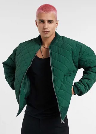 Стеганый бомбер Reclaimed Vintage inspired-Зеленый