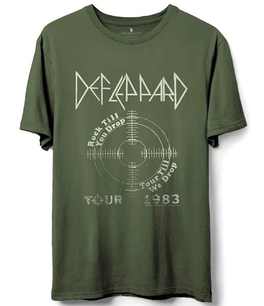 Junk Food Футболка с коротким рукавом и рисунком Def Leppard Tour 1983, зеленый