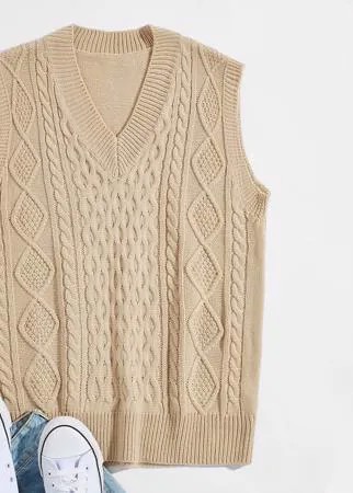 Мужской вязаный свитер с v-образным вырезом, жилет