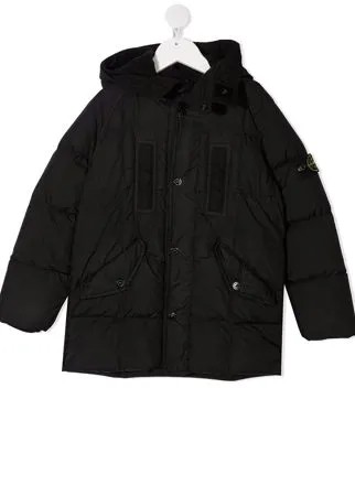 Stone Island Junior пуховик с нашивкой-логотипом