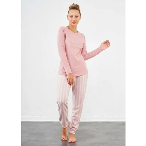 Пижама Relax Mode, длинный рукав, размер 50/52, розовый