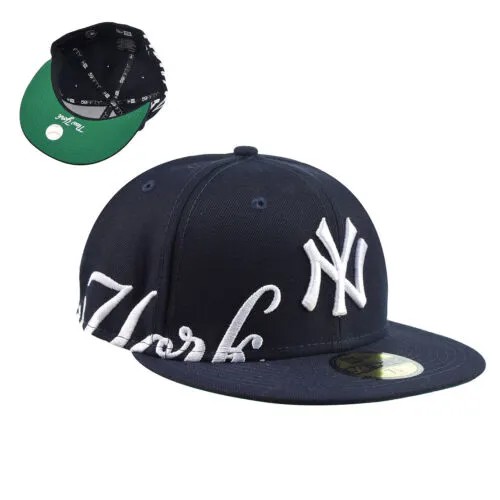 Темно-синяя мужская приталенная шляпа New Era New York Yankees с боковым разрезом 59Fifty