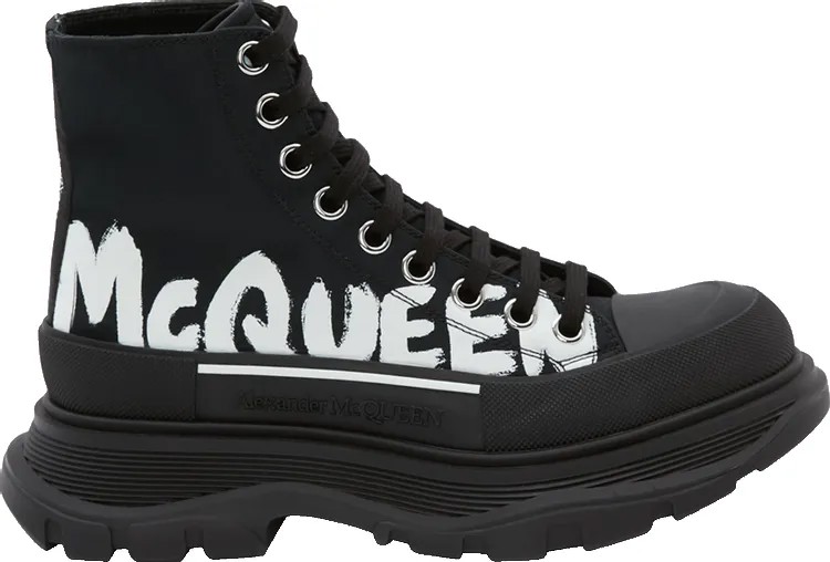 Кроссовки Alexander McQueen Wmns Tread Slick Boot McQueen Graffiti Logo - Black, черный