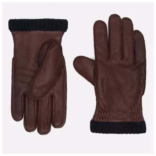 Мужские перчатки Hestra Deerskin Primaloft Ribbed чёрный , Размер 7