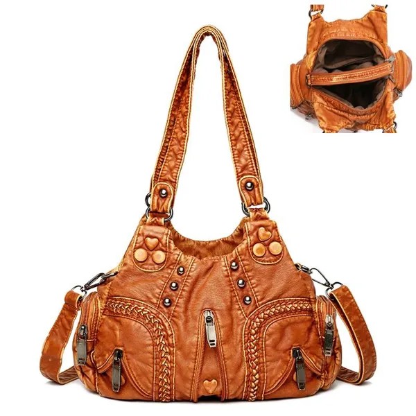 Новые многокарманные роскошные мягкие сумки из овчины для женщин большая емкость покупки Crossbody Hobo Сумки Европейская сумка Tote Handbag