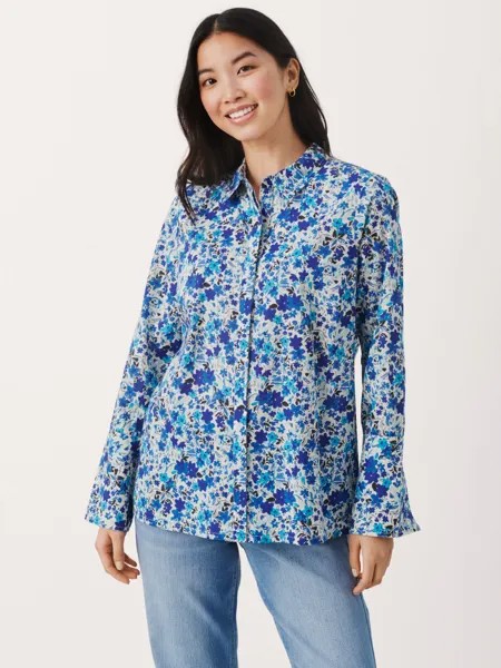 Рубашка из хлопка с цветочным принтом Part Two Sabella, синяя