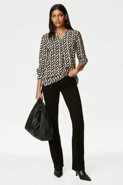 Блузка с кружевом и узорами Marks & Spencer, черный