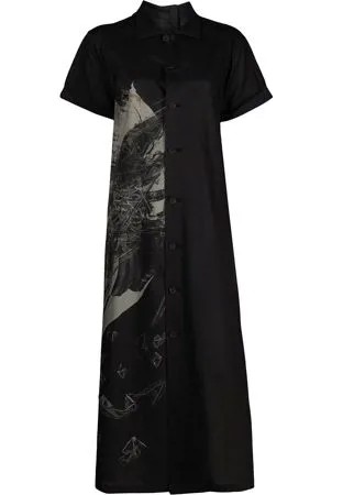 Yohji Yamamoto длинное платье-рубашка