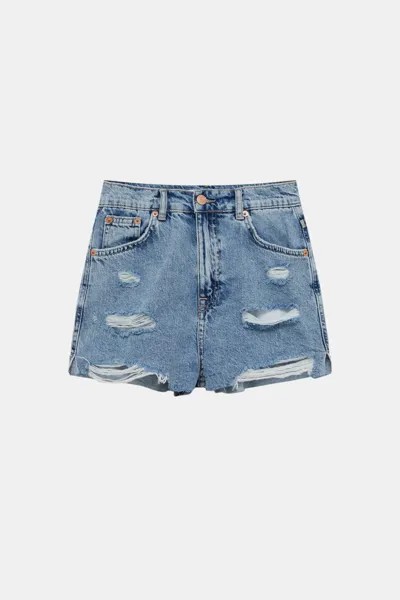 Шорты женские Pull&Bear PUL550692015 синие 42 EU. Доставка из-за рубежа.