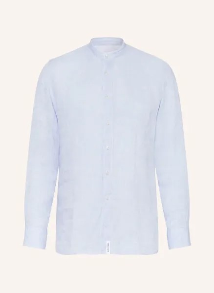 Льняная рубашка классического кроя с воротником-стойкой Baldessarini, синий