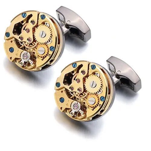 Запонки с часовым механизмом Luxury (gold)