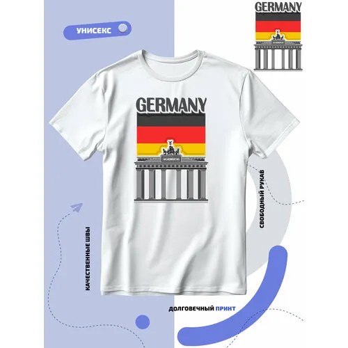 Футболка SMAIL-P флаг Германии-Germany и достопримечательность, размер L, белый
