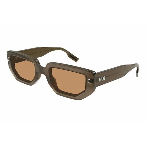 Солнцезащитные очки Alexander McQueen, прямоугольные, оправа: пластик, с защитой от УФ, для женщин, коричневый
