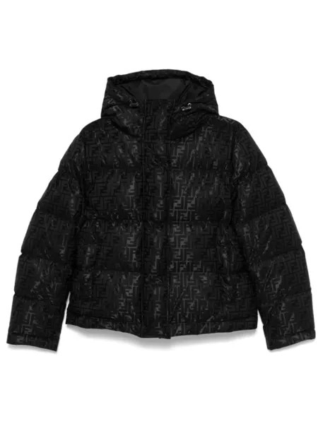 FENDI куртка-пуховик с узором FF, черный