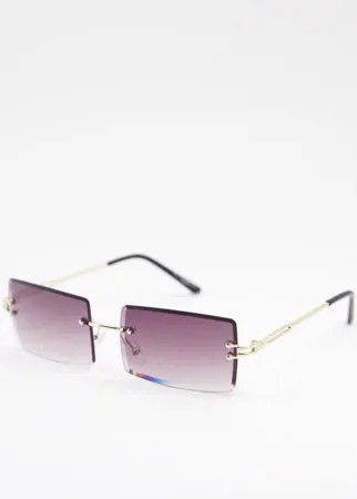 Прямоугольные солнцезащитные очки без оправы с дымчатыми стеклами My Accessories London-Многоцветный