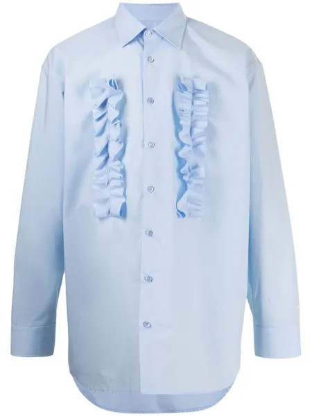 Raf Simons рубашка с длинными рукавами и оборками, синий