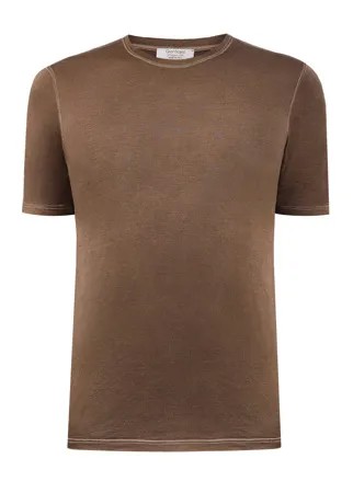 Шелковая футболка из джерси с контрастной отделкой швов
