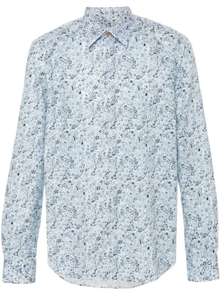 Paul Smith рубашка с цветочным принтом, синий