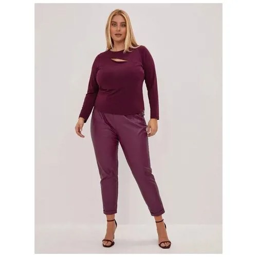 Лонгслив MAT fashion, из суперэластичного трикотажа, длинные рукава, винно-красный, большие размеры