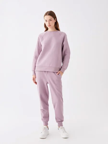 Женские однотонные спортивные штаны с эластичной резинкой на талии LCW Casual, темно-сиреневый