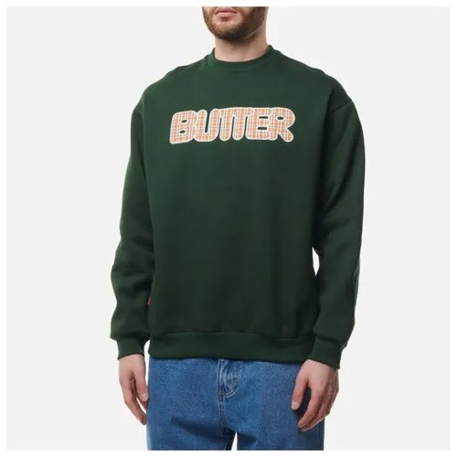 Мужская толстовка Butter Goods Plaid Applique Crew Neck зелёный, Размер M