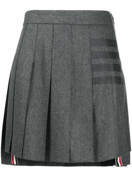 Плиссированная юбка мини с полосками 4-Bar Thom Browne, серый