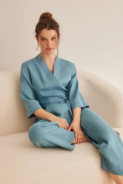 Льняной пижамный комплект из трех предметов Women'secret, синий