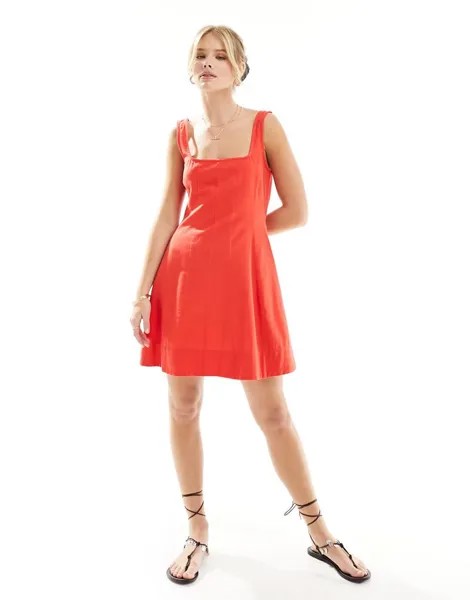 Красный теннисный сарафан мини со швами ASOS DESIGN