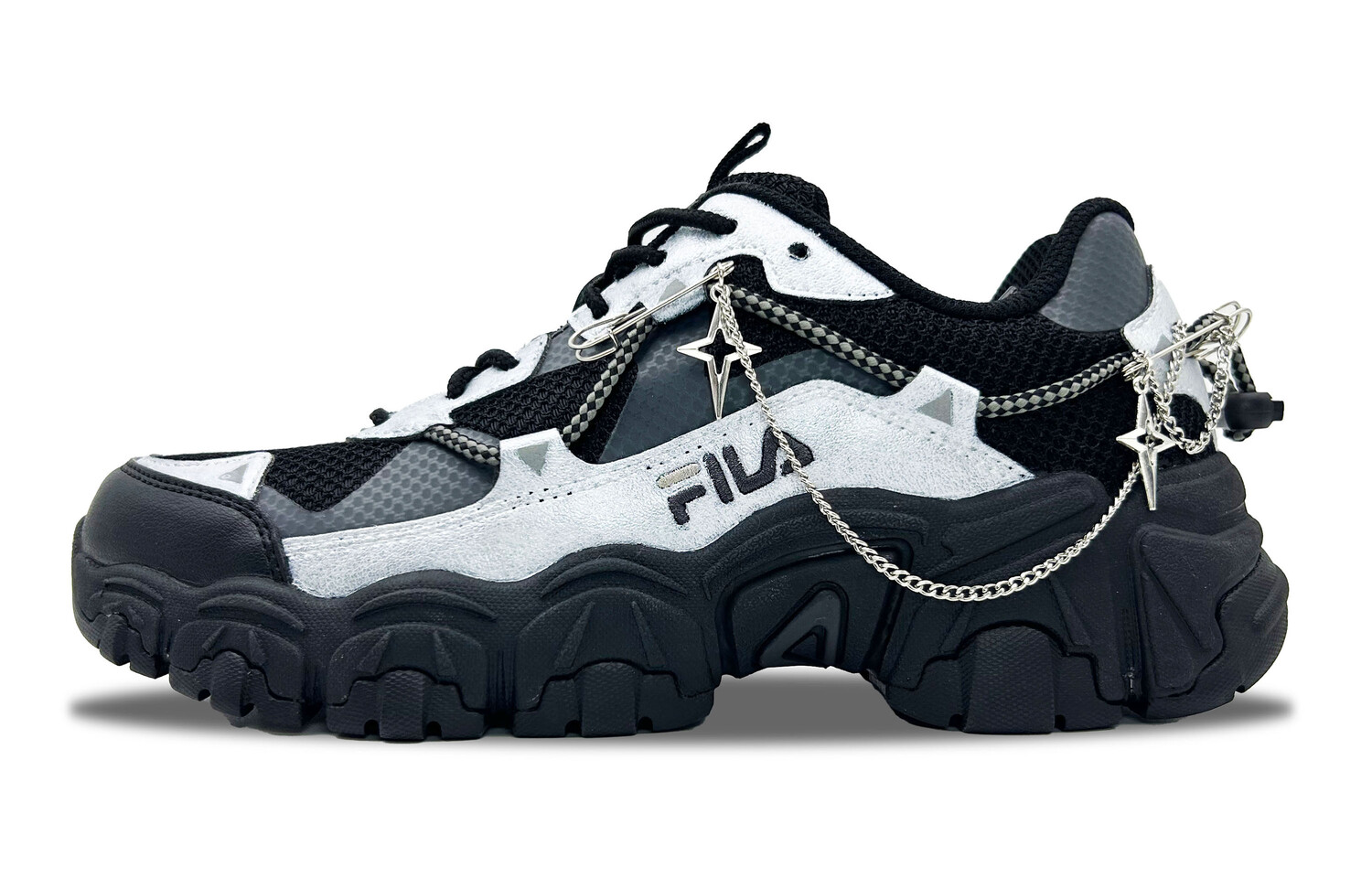 Кроссовки FILA Cat Claw Lifestyle Shoes Unisex Low-top Black/silver, серебряный