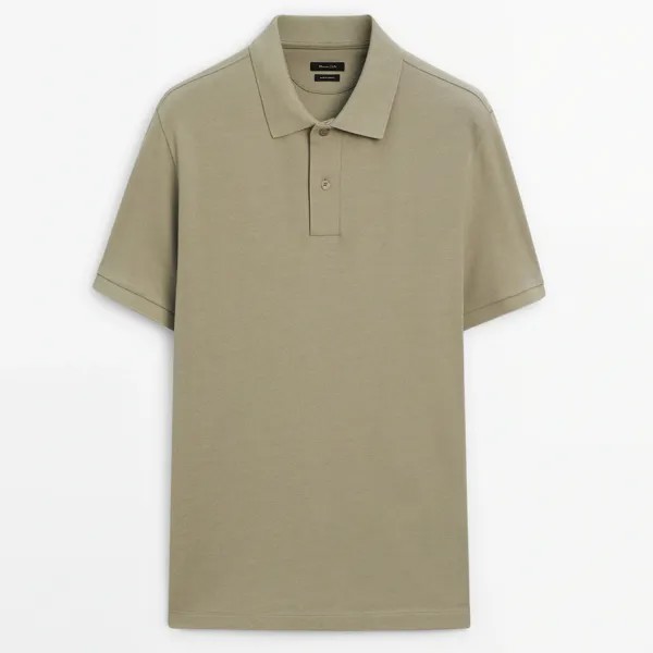 Поло Massimo Dutti Microtextured Cotton Pique, хаки