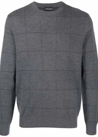 Emporio Armani клетчатый джемпер с круглым вырезом